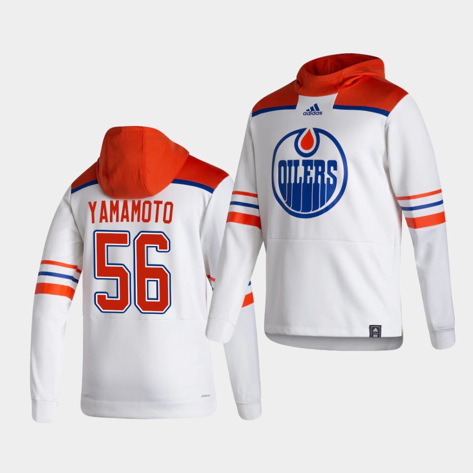 Men Edmonton Oilers #56 Yamamoto White NHL 2021 Adidas Pullover Hoodie Jersey